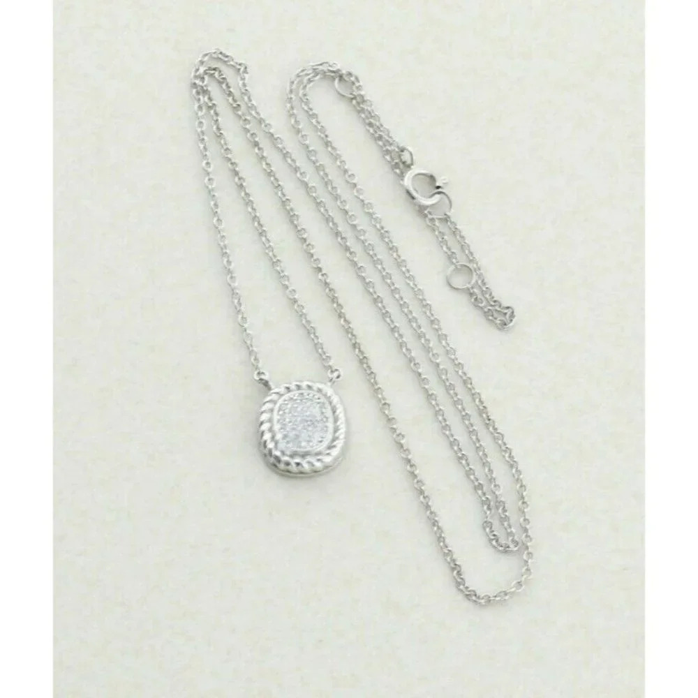Sterling Silver CZ  Necklace 16 to 18 inch chain Adjustable - Picture 4 of 8